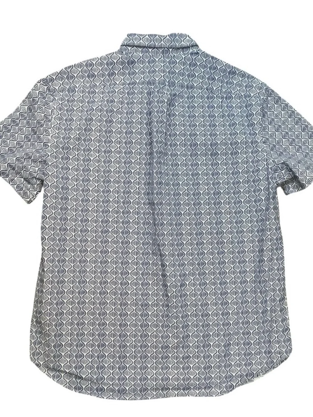 J. Crew Men's Short-Sleeve Printed Button-Down Shirt in Blue Slim Fit Size L